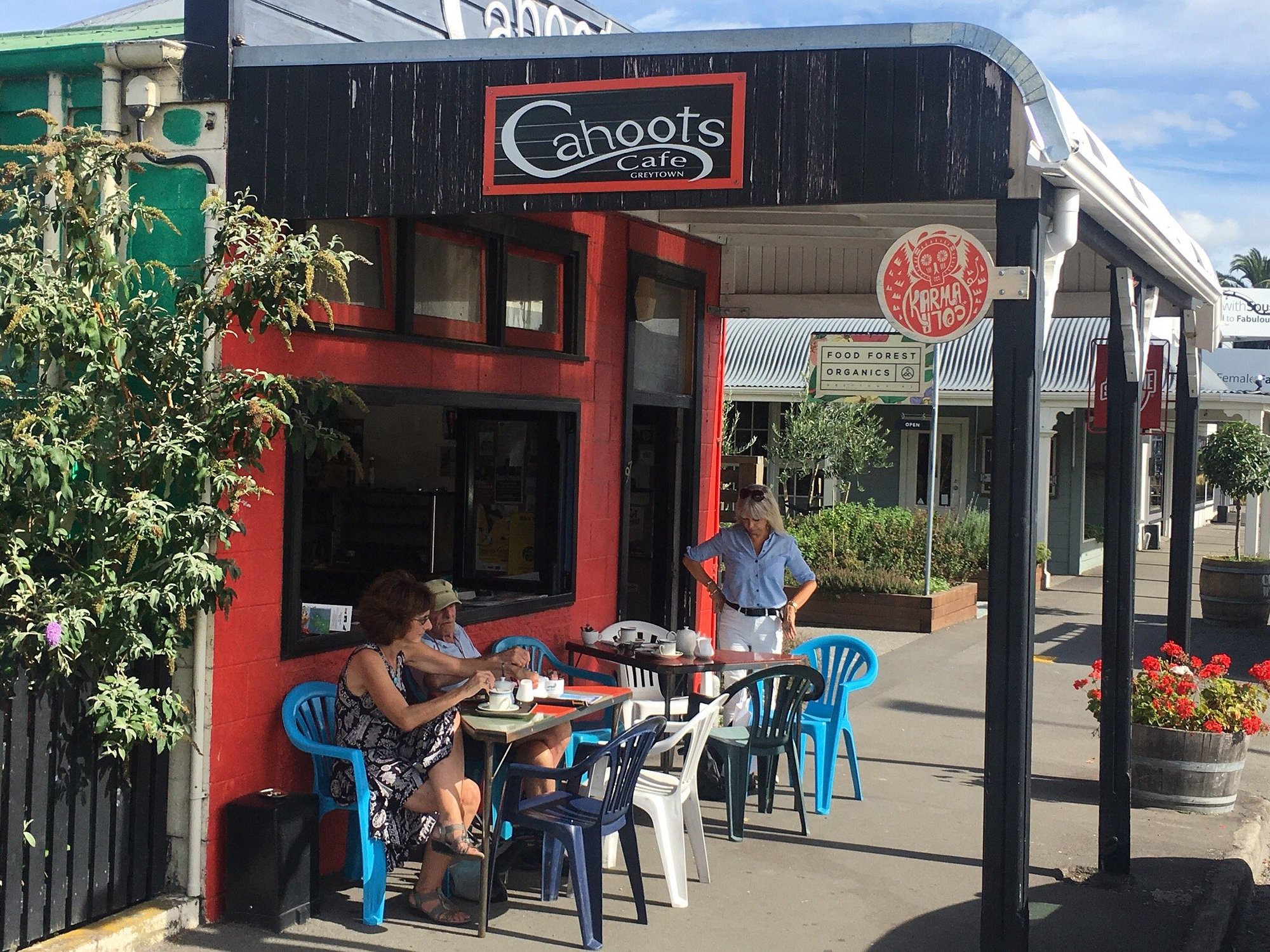 Seating outside the cafe